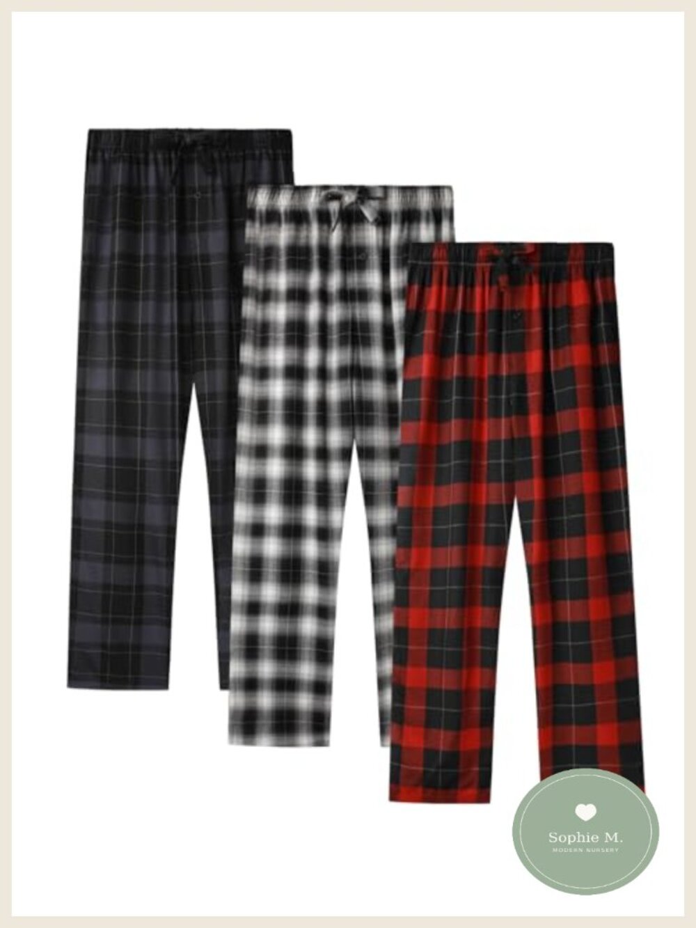 Men's Plaid Pajama Bottoms Soft Bamboo Blend Lounge Sleep Pants Pockets